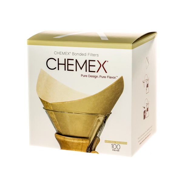 Chemex papírové filtry čtvercové 100 ks nebělené/natural